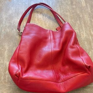 Coach Red Leather Hobo Bag